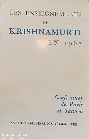 Occasion - Les Enseignements de Krishnamurti en 1967