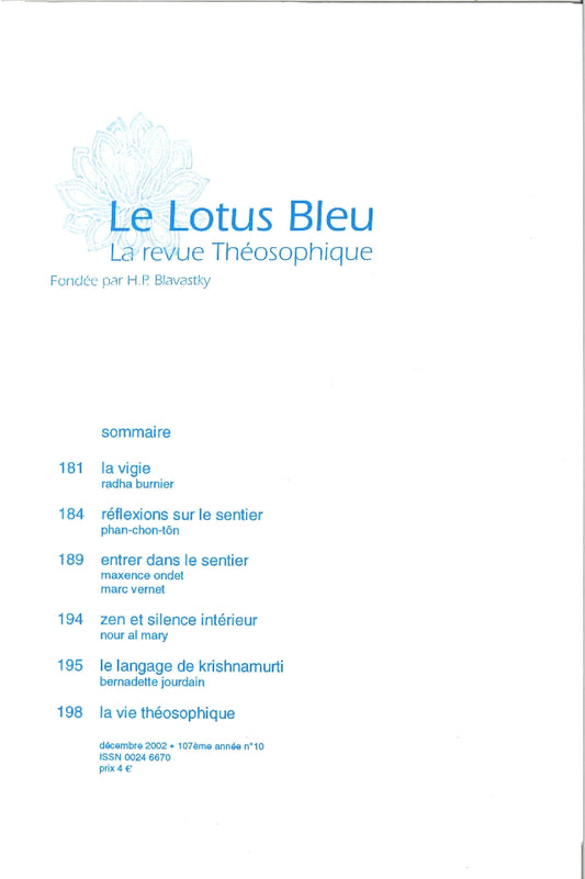 Le Lotus Bleu 2002/10